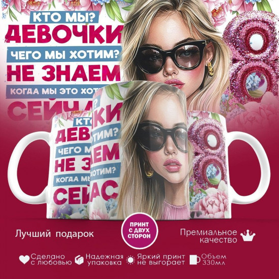 Кружка с принтом «Кто мы, чего мы хотим, когды мы это хотим»
