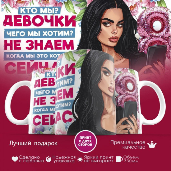 Кружка с принтом «Кто мы? Чего мы хотим? Когда мы это хотим?»