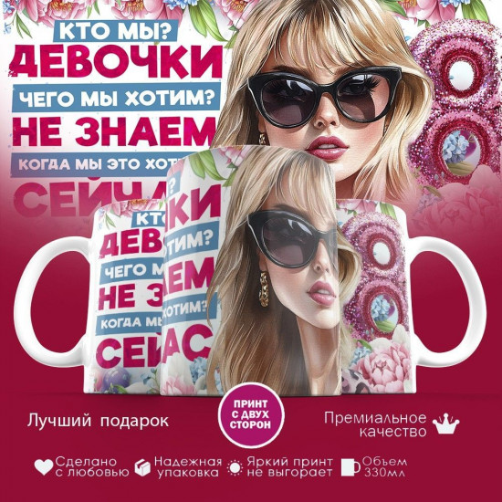 Кружка с принтом «Кто мы? Чего мы хотим? Когда мы это хотим?»