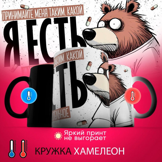 Кружка-хамелеон с принтом «Принимайте меня таким, какой я есть»
