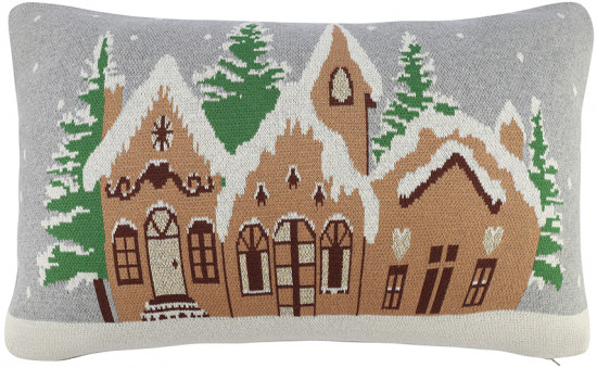 Подушка вязаная с новогодним рисунком «Christmas Village»