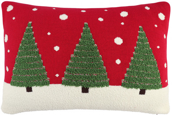 Подушка вязаная с новогодним рисунком «Festive Wood»