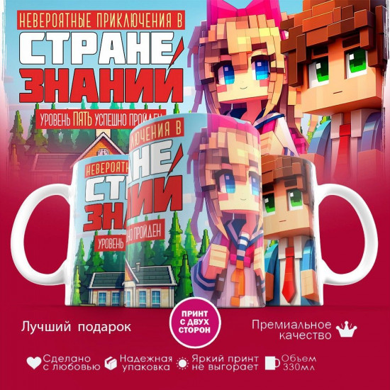 Кружка с принтом «Невероятные приключения в стране знаний. 5 уровень»
