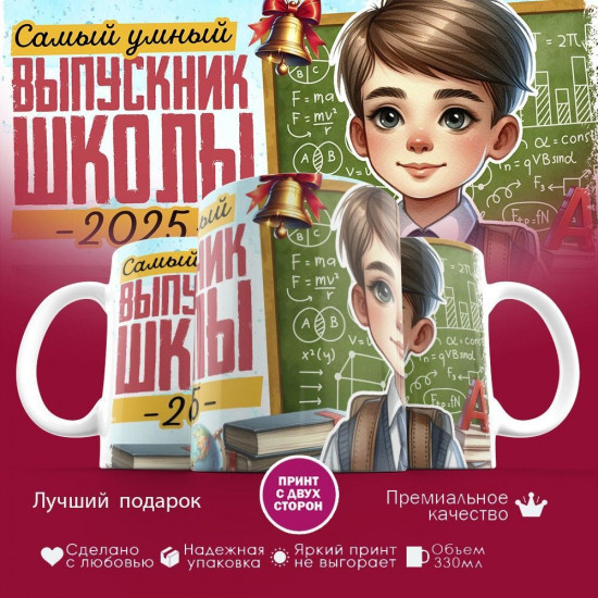 Кружка с принтом «Самый умный выпускник»