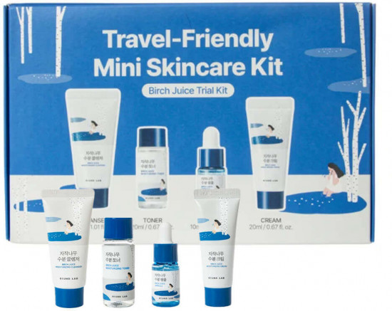 Travel-набор средств для лица с берёзовым соком «Travel-Friendly Mini Skincare Kit Birch Juice»