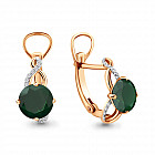 Серьги из золоченого серебра с агатами и фианитами