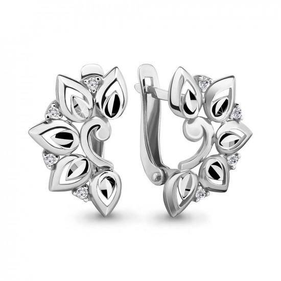 Серьги из серебра с фианитами