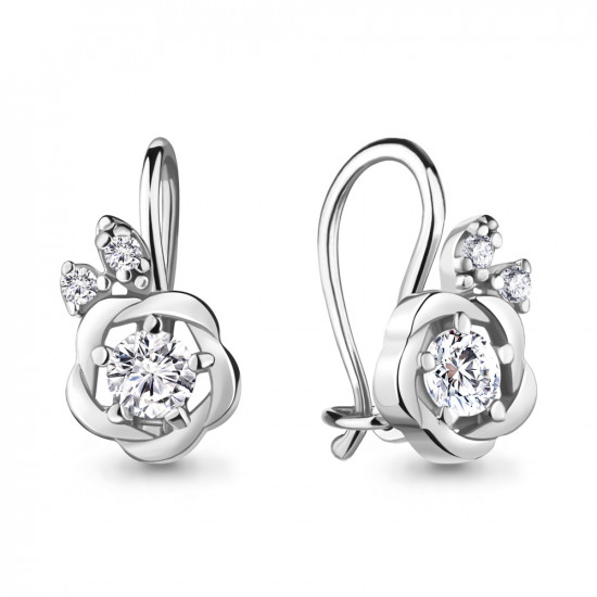 Серьги из серебра с фианитами