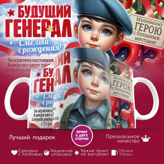 Кружка с принтом «Будущий генерал»