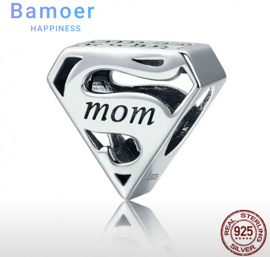 Шарм из серебра «Super mom»