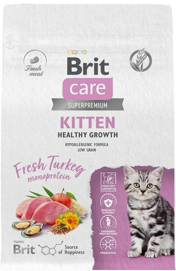 Сухой корм для котят с индейкой «Kitten Healthy Growth»