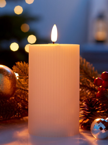 Свеча светодиодная восковая «Белая рифленая»