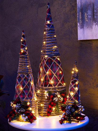 Набор фигур светодиодных «Конусы с еловой веткой»