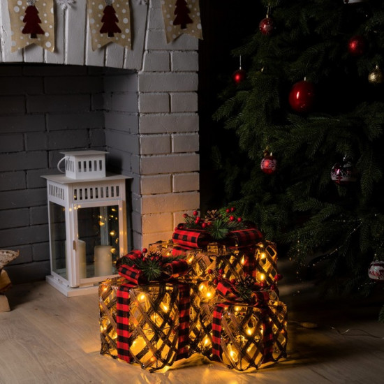 Фигура светодиодная «Коричневые плетёные подарки»