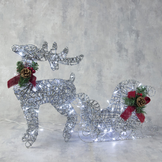 Фигура светодиодная «Олень с санями»