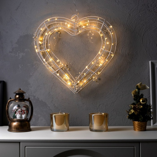 Фигура светодиодная «Сердце с бусинами»