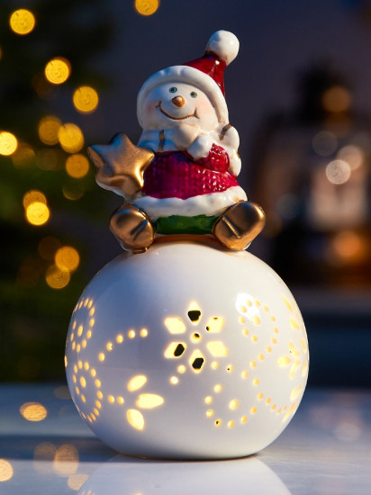 Фигура светодиодная «Снеговик на шаре»