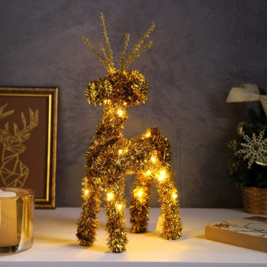 Фигура светодиодная из мишуры «Олень золотистый»