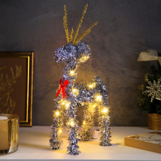 Фигура светодиодная из мишуры «Олень серебристый»