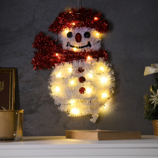 Фигура светодиодная из мишуры «Снеговик»