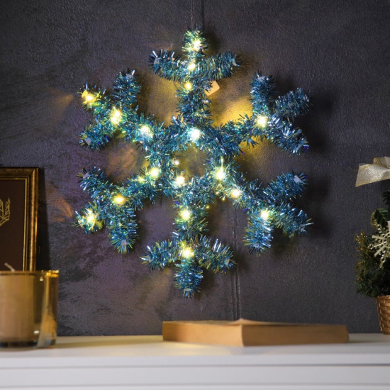 Фигура светодиодная из мишуры «Снежинка голубая»