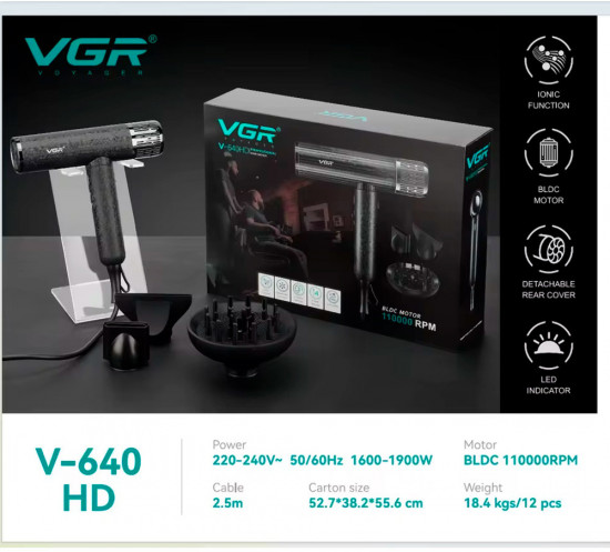 Профессиональный фен для волос VGR V-640 HD