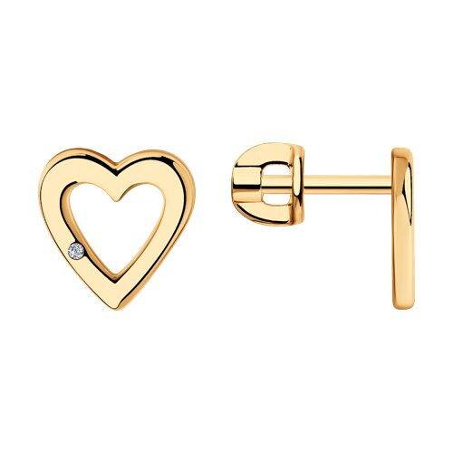 Серьги из золочёного серебра с бриллиантами