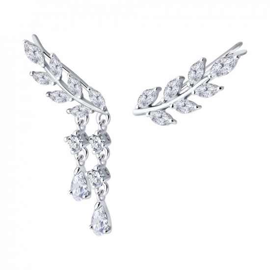 Серьги из серебра с фианитами