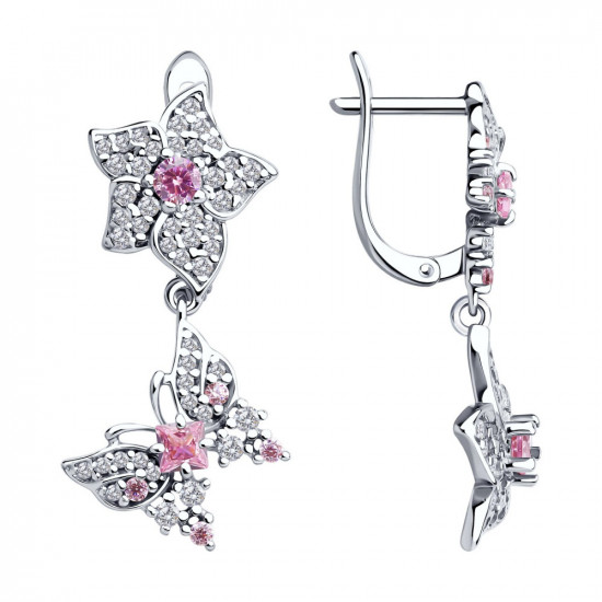 Серьги из серебра с фианитами