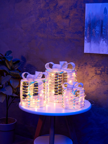 Фигура световая «Подарки цилиндр серые»