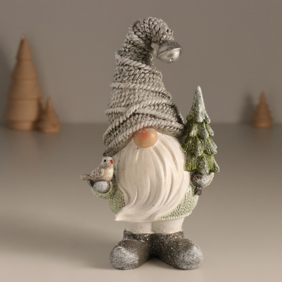 Фигурка «Дед Мороз в колпаке с бубенчиком, с ёлкой и птицей»