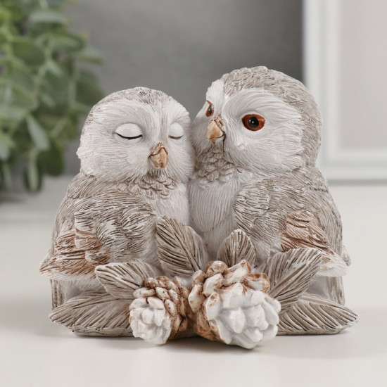 Фигурка «Нежные совушки с букетом шишек»