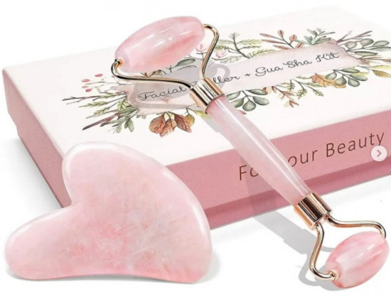 Кварцевый скребок и двусторонний роллер для массажа лица