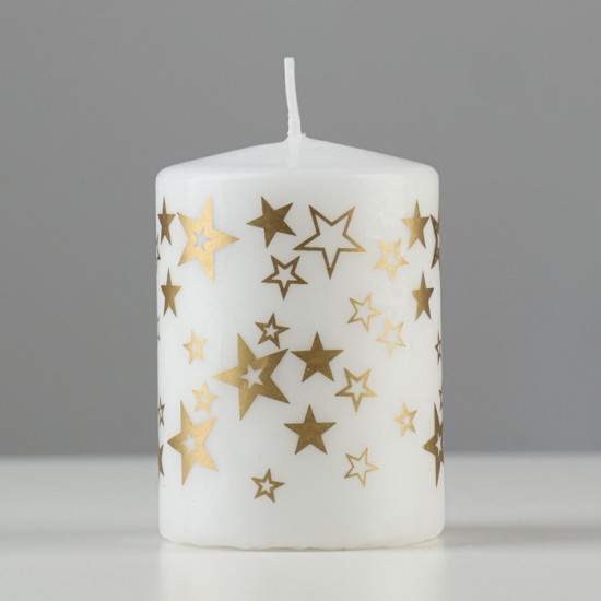 Свеча-цилиндр с узорами «Звезды»