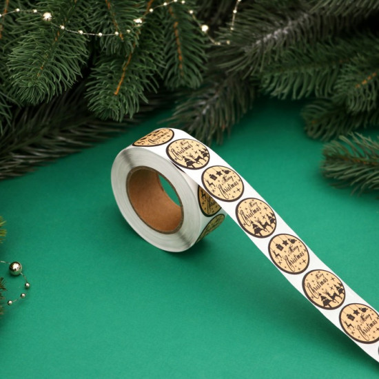Набор наклеек новогодних в рулоне «Merry Christmas»
