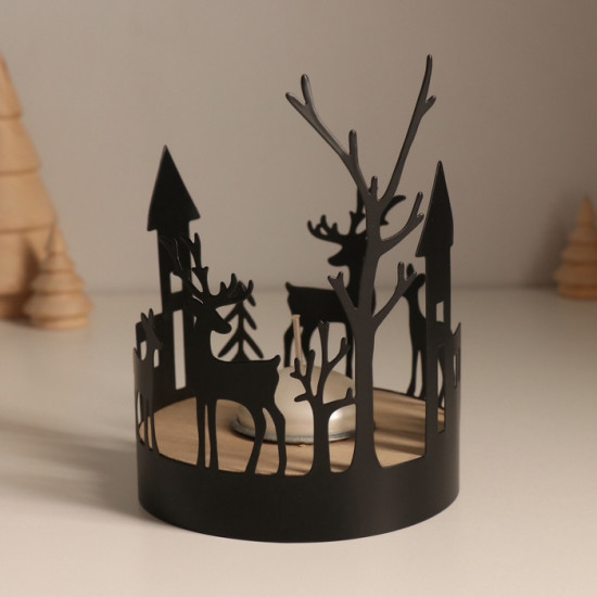 Подсвечник на 1 свечу «Домики и олени»