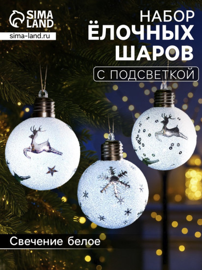 Набор шаров елочных «Серебристые узоры»