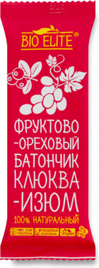 Фруктово-ореховый батончик «Клюква-изюм»