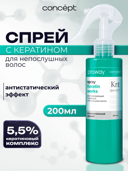 Спрей разглаживающий для непослушных волос «Keratin Works»
