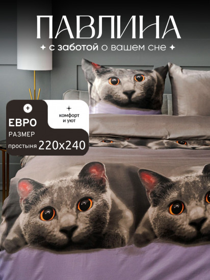 Комплект постельного белья «Серый котик»