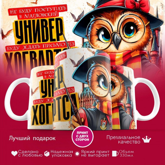 Кружка с принтом «Письмо из Хогвартса (жен)»