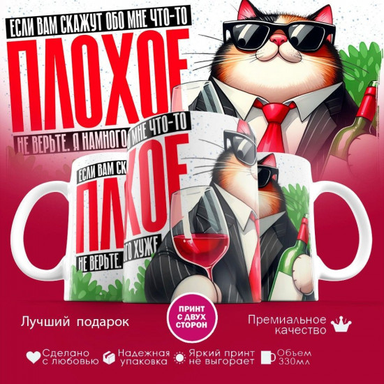 Кружка с принтом «Если вам скажут обо мне что-то плохое (муж)»