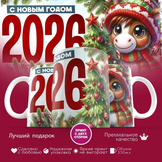 Кружка с принтом «С Новым годом 2026 (2)»
