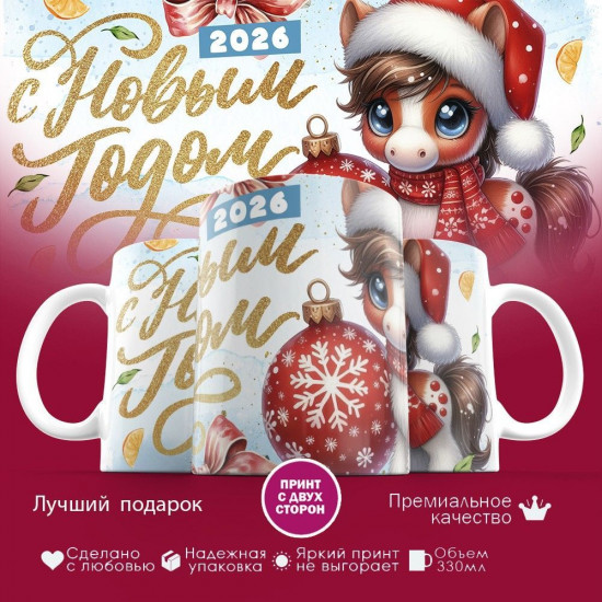 Кружка с принтом «С Новым годом 2026»