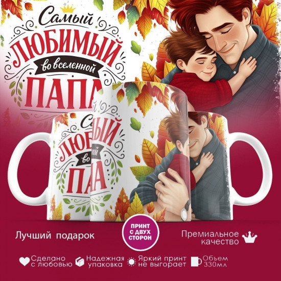 Кружка с принтом «Самый любимый во вселенной папа (8)»
