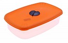 Контейнер с крышкой для СВЧ (750 мл) прямоугольный, мандарин