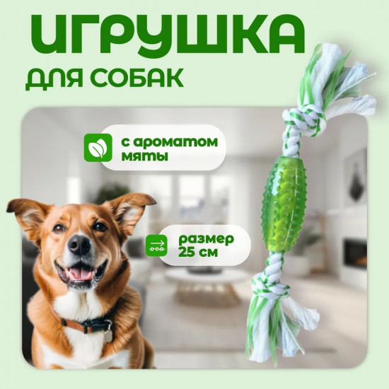Игрушка для собак с ароматом мяты «Регби с канатом»