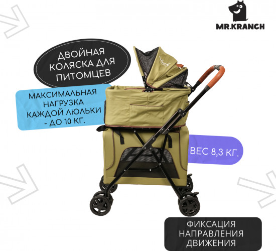 Коляска для собак и кошек двойная
