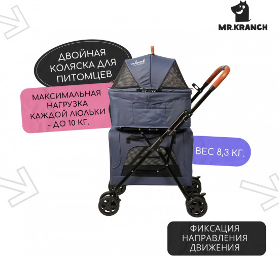 Коляска для собак и кошек двойная