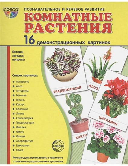 Комнатные растения.16 демонстрационных картинок с текстом